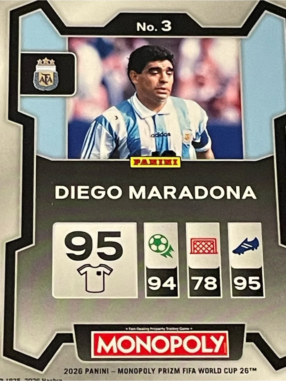 Panini Prizm Monopoly Diego Maradona Argentina FIFA World Cup Base Card
